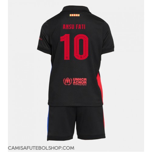 Camisa de time de futebol Barcelona Ansu Fati #10 Replicas 2º Equipamento Infantil 2024-25 Manga Curta (+ Calças curtas)